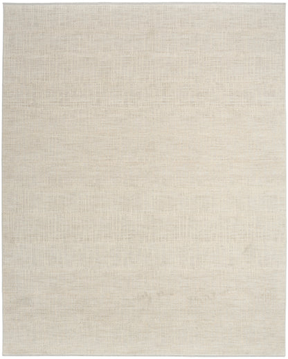 Beige woven area rug with subtle linen texture; rectangular, neutral contemporary rug for living room.
