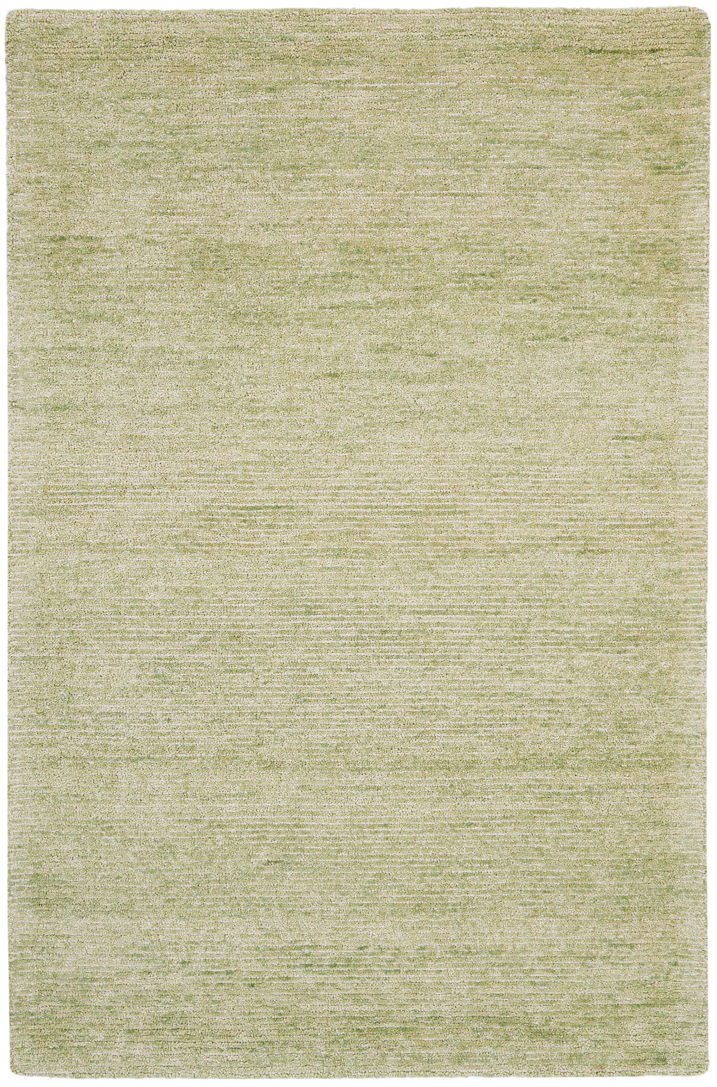 Light olive-green rectangular area rug with subtle textured weave; versatile for living room decor.