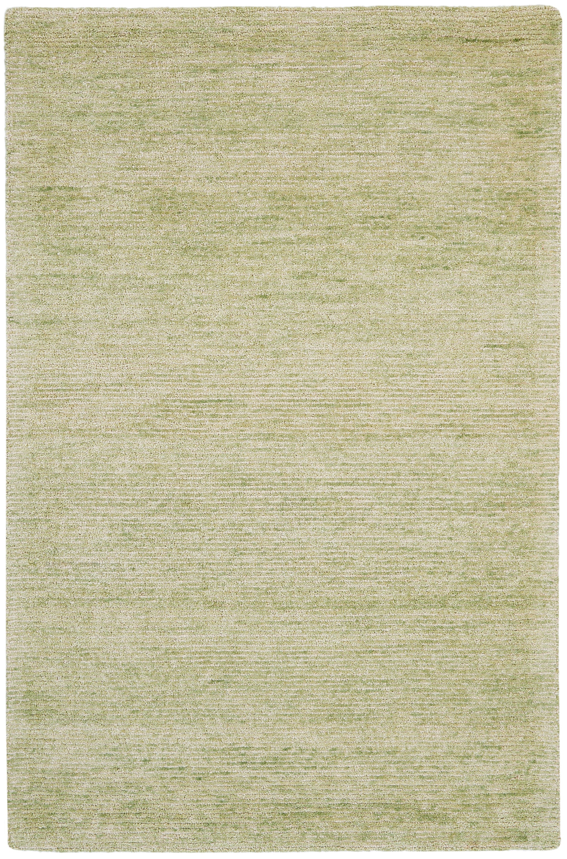 Light olive-green rectangular area rug with subtle textured weave; versatile for living room decor.
