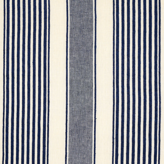 SCHUMACHER  STRIPES REVISITS SUMMERVILLE LINEN STRIPE PATTERN WOVENS PATTERN WOVENS NAVY   - 66095