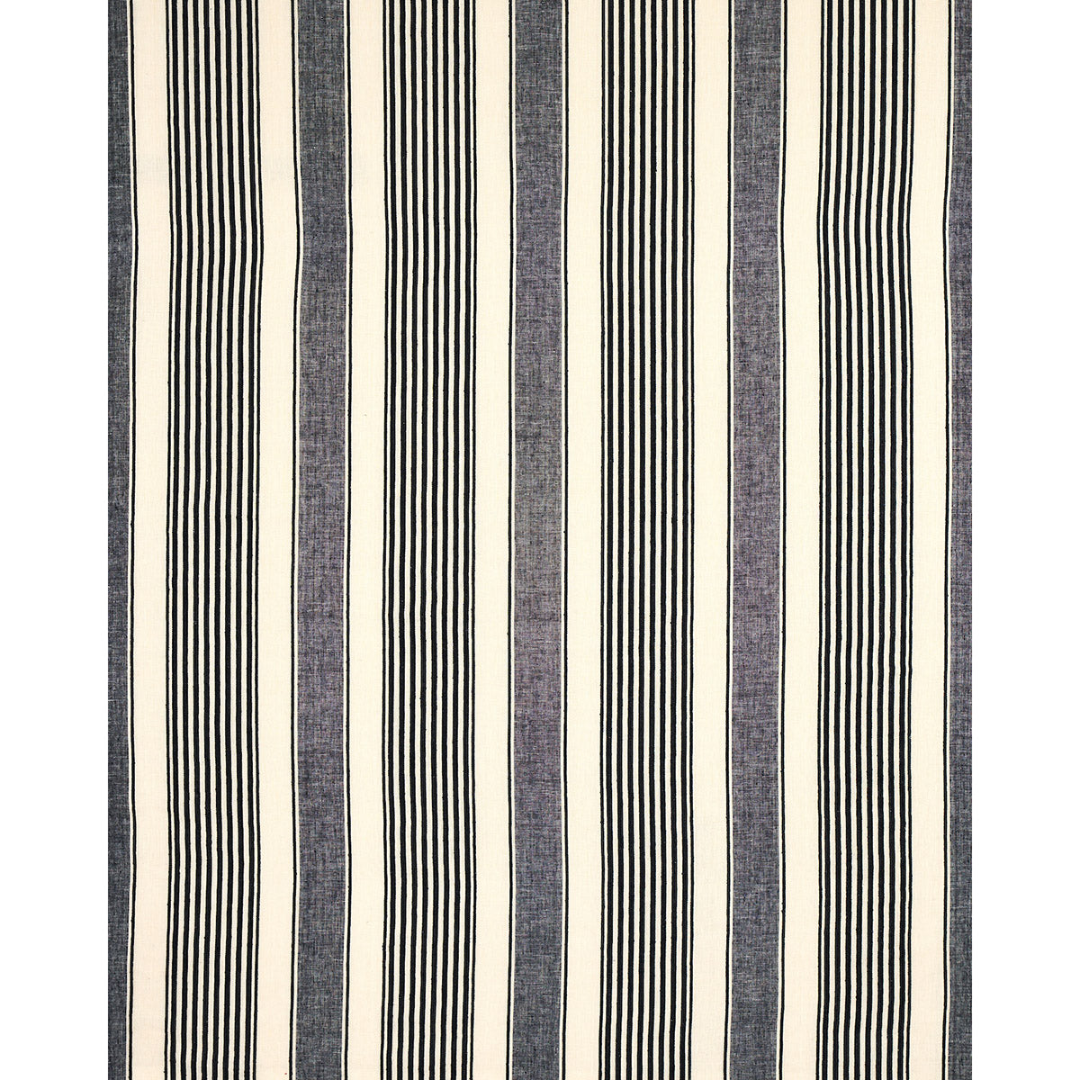 Black striped rug with vertical pinstripes; woven floor cover for living spaces.
