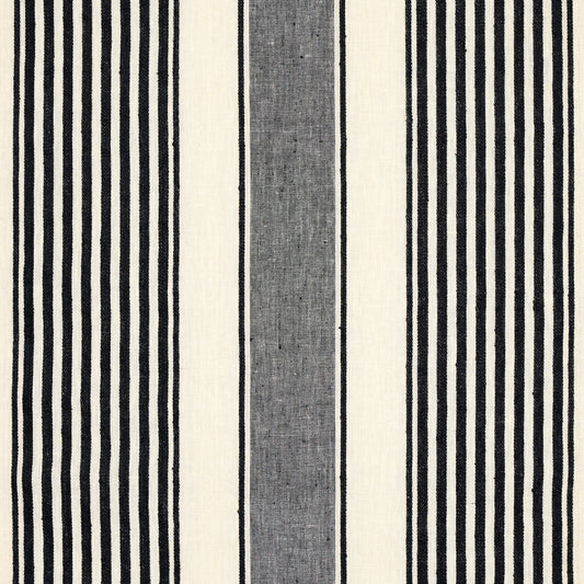 SCHUMACHER  STRIPES REVISITS SUMMERVILLE LINEN STRIPE PATTERN WOVENS PATTERN WOVENS BLACK   - 66096