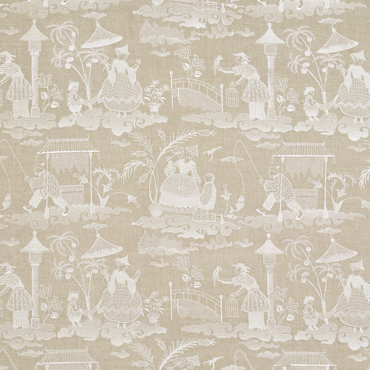 SCHUMACHER  PALAZZO Bassano Embroidered Toile WOVEN WOVEN LINEN   - 66601