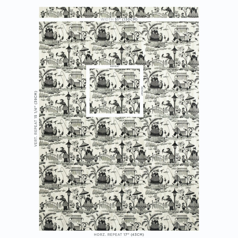 SCHUMACHER  PERENNIAL FAVORITES Bassano Embroidered Toile WOVEN WOVEN BLACK   - 66602