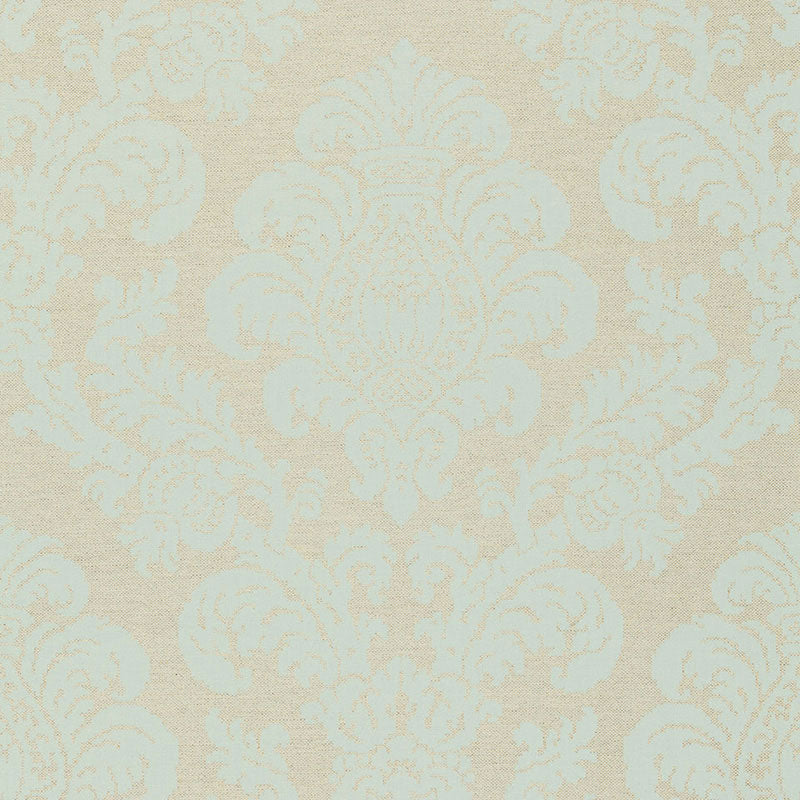 SCHUMACHER FABRIC  PALAZZO FIRENZE LINEN DAMASK   AQUA   - 66631