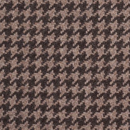 Tan and dark brown houndstooth wool fabric pattern.