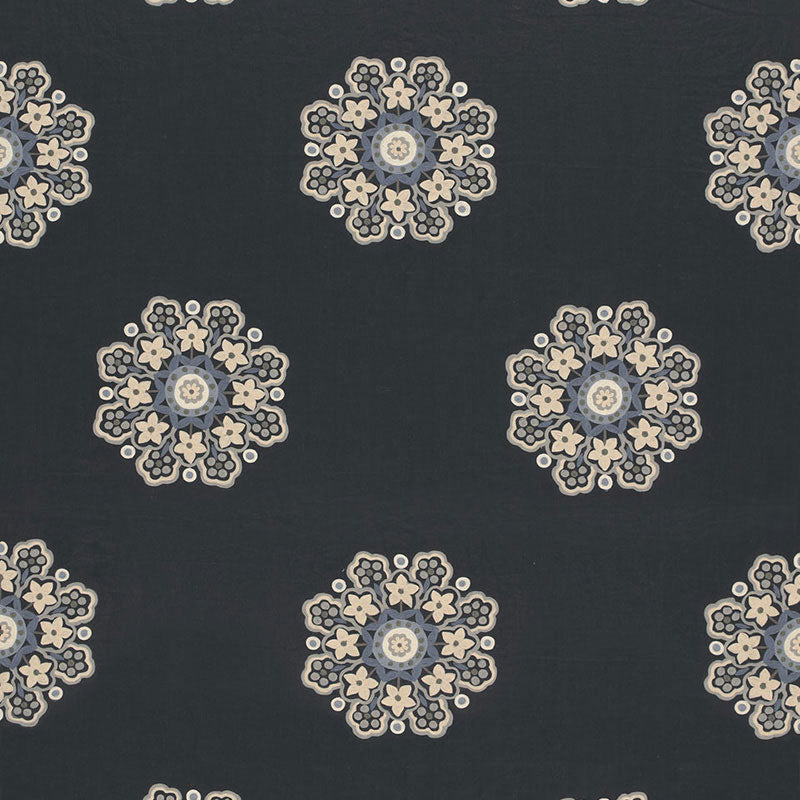 SCHUMACHER  CONTEMPORARY EMBROIDERIES Chennai Linen Embroidery WOVEN WOVEN MIDNIGHT   - 66820
