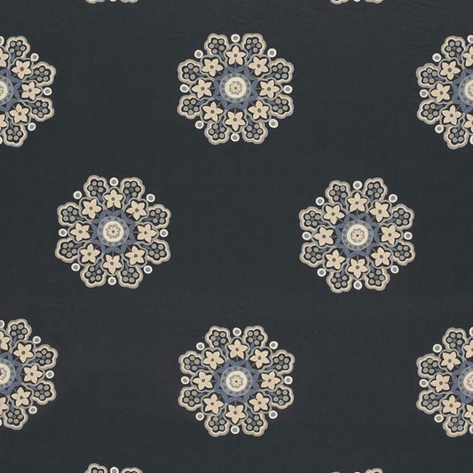 SCHUMACHER  CONTEMPORARY EMBROIDERIES Chennai Linen Embroidery WOVEN WOVEN MIDNIGHT   - 66820