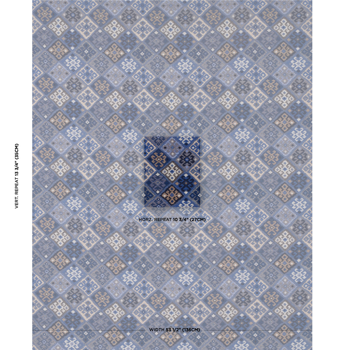 SCHUMACHER  LUXE LODGE KILIM WEAVE PATTERN WOVENS PATTERN WOVENS BLUE   - 67143