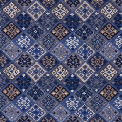SCHUMACHER  LUXE LODGE KILIM WEAVE PATTERN WOVENS PATTERN WOVENS BLUE   - 67143