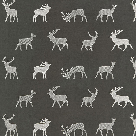 SCHUMACHER  LUXE LODGE Caribou Embroidery WOVEN WOVEN CHARCOAL   - 67160