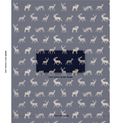 SCHUMACHER  LUXE LODGE CARIBOU EMBROIDERY EMBROIDERIES EMBROIDERIES NAVY   - 67162