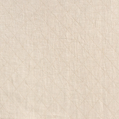 Beige quilted linen-texture fabric with a diamond stitch pattern.