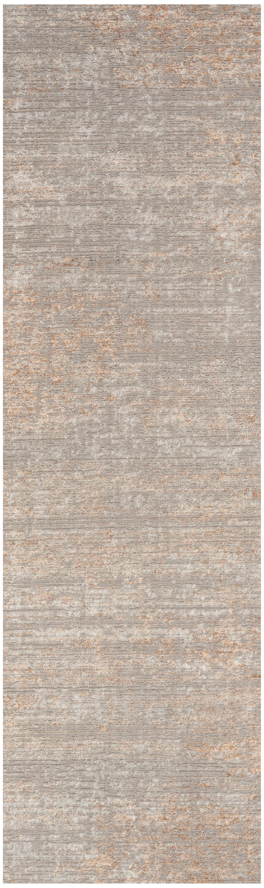 Neutral grey-beige textured rug runner with subtle warm speckles; rectangular hall rug.