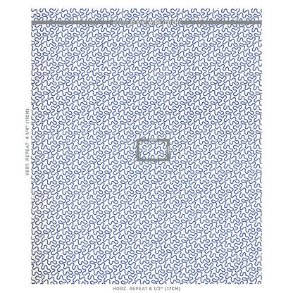 SCHUMACHER  HAPPY TOGETHER MEANDER EMBROIDERY EMBROIDERIES EMBROIDERIES BLUE ON IVORY   - 67603