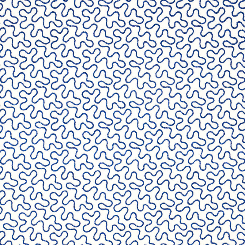 SCHUMACHER  HAPPY TOGETHER MEANDER EMBROIDERY EMBROIDERIES EMBROIDERIES BLUE ON IVORY   - 67603