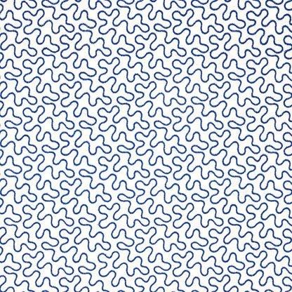 SCHUMACHER  HAPPY TOGETHER MEANDER EMBROIDERY EMBROIDERIES EMBROIDERIES BLUE ON IVORY   - 67603