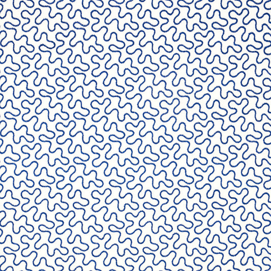 SCHUMACHER  HAPPY TOGETHER MEANDER EMBROIDERY EMBROIDERIES EMBROIDERIES BLUE ON IVORY   - 67603