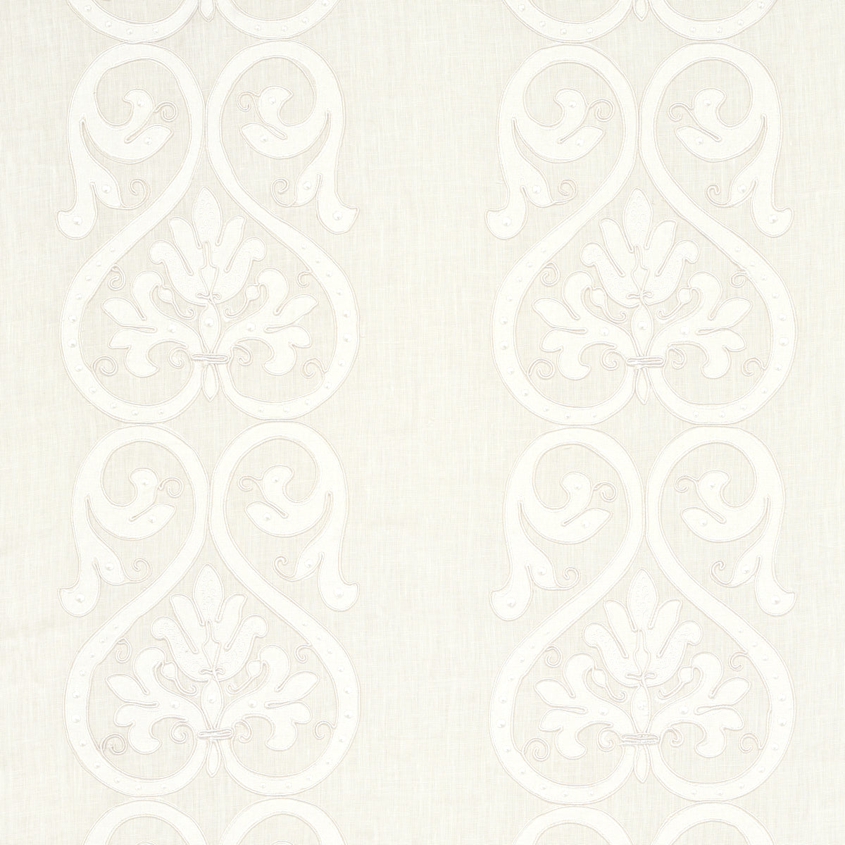 SCHUMACHER  ESSENTIALS: SHEERS & CASEMENTS MEDICI EMBROIDERED SHEER EMBROIDERIES,SHEERS & CASEMENTS EMBROIDERIES,SHEERS & CASEMENTS BLANC   - 67640