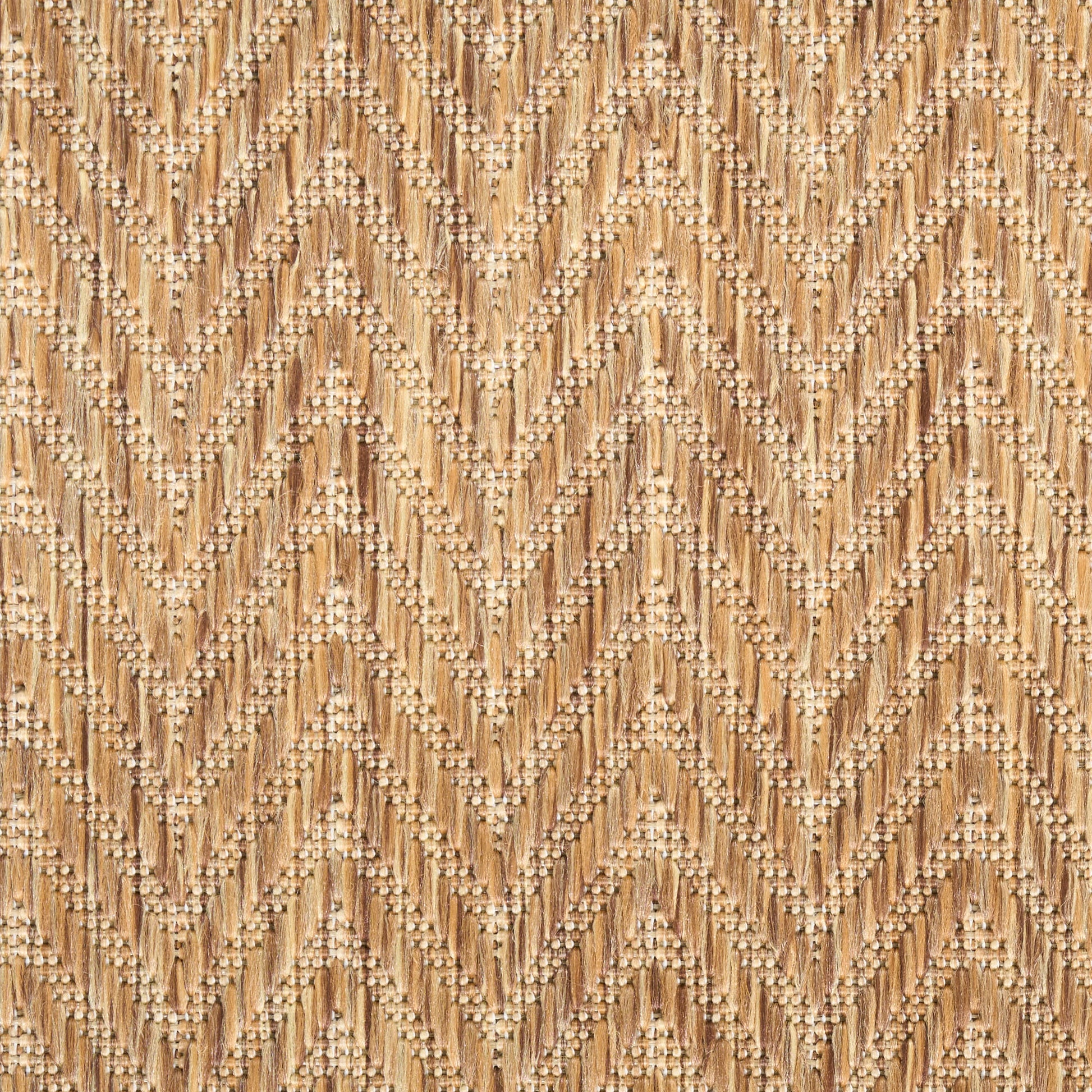 Beige jute area rug with chevron zigzag pattern and tiny white beaded accents along the ridges.