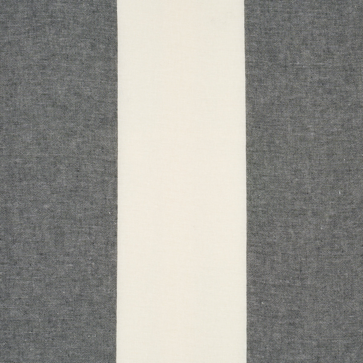 Dark gray fabric with a wide cream central vertical stripe; minimalist striped textile for home decor.