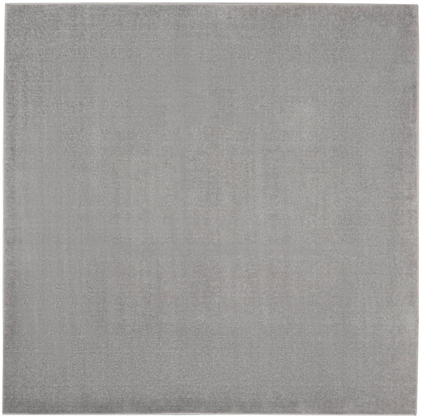 Gray square outdoor rug.