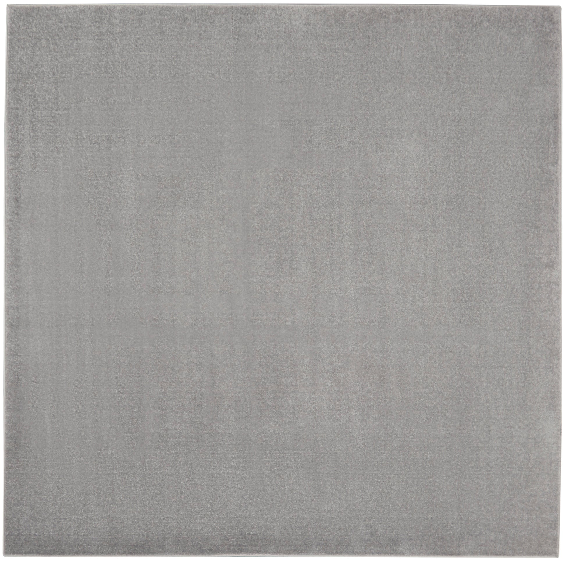 Gray square outdoor rug.