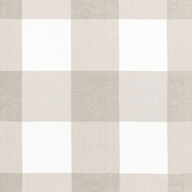 Beige and ivory checkered linen-like fabric with large squares; versatile for table linens or bedding.