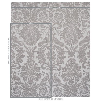 SCHUMACHER  NEW TRADITIONAL ANNA DAMASK PATTERN WOVEN PATTERN WOVEN GREY   - 68436