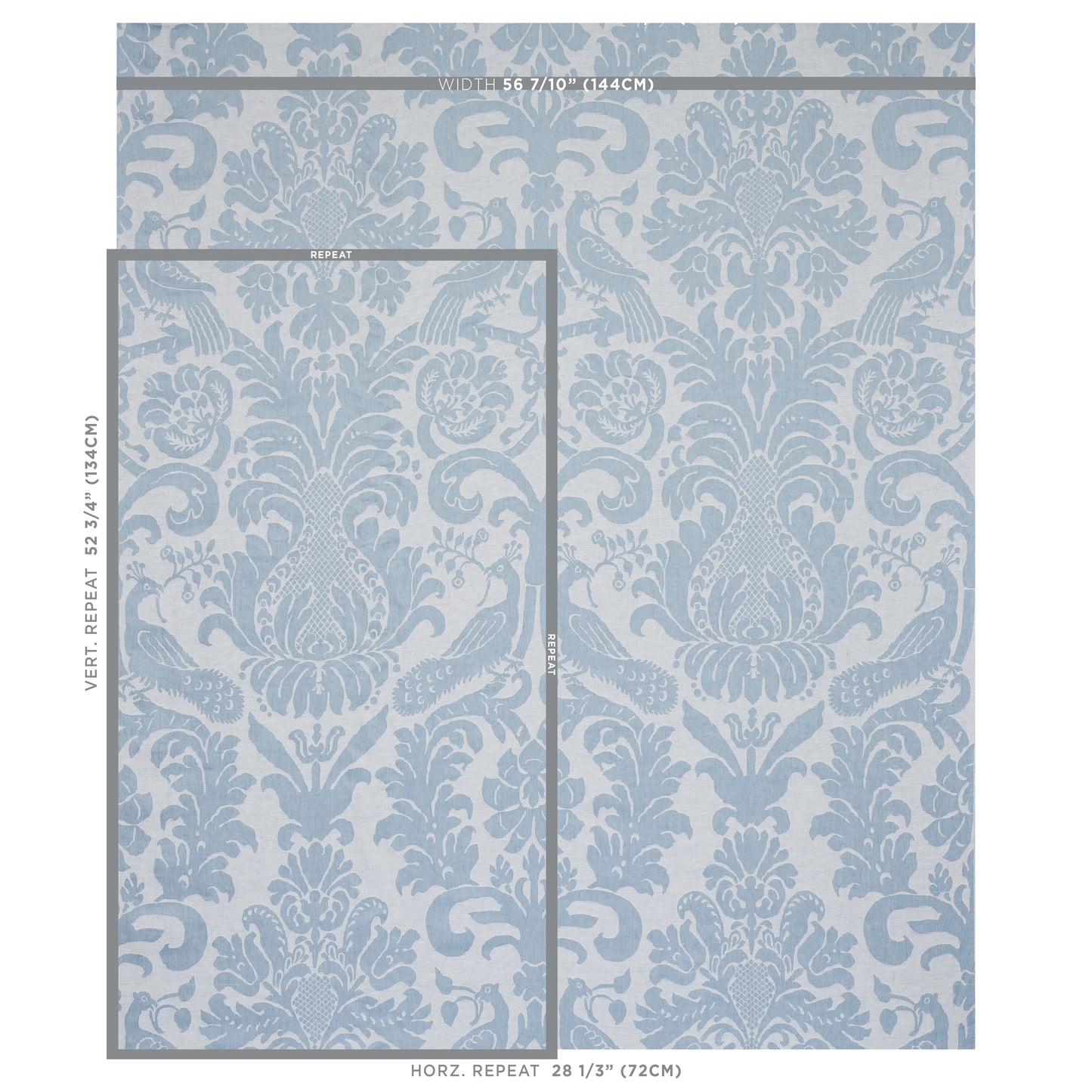 SCHUMACHER  NEW TRADITIONAL ANNA DAMASK PATTERN WOVEN PATTERN WOVEN SOFT BLUE   - 68437