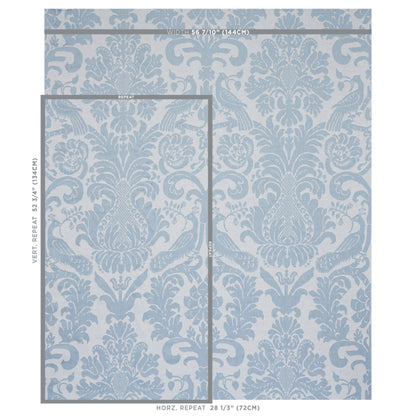 SCHUMACHER  NEW TRADITIONAL ANNA DAMASK PATTERN WOVEN PATTERN WOVEN SOFT BLUE   - 68437