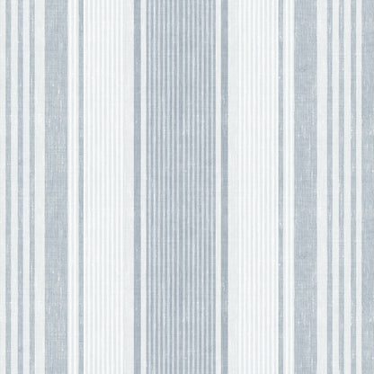 SCHUMACHER WALLCOVERING  BORASTAPETER LINEN STRIPE   BLUE   - 6860