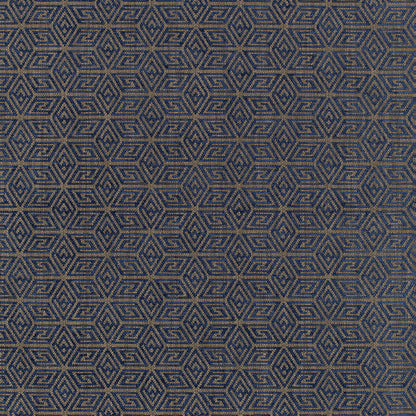 Ultramarine chenille woven fabric with a textured geometric design for upholstery.