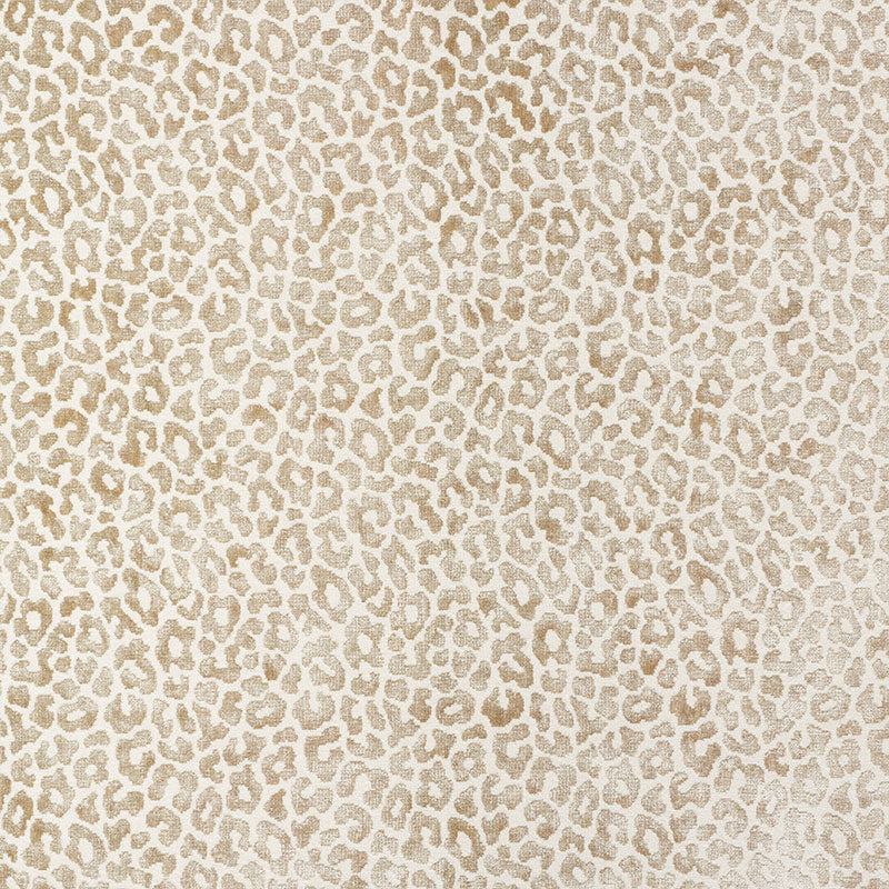 Beige leopard print fabric pattern with light tan spots on a cream background; chic and versatile.