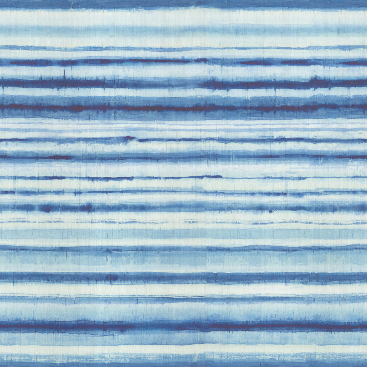 Abstract blue striped wallpaper with irregular horizontal bands in light to dark blues; watercolor-style pattern.
