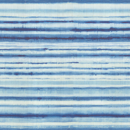 Abstract blue striped wallpaper with irregular horizontal bands in light to dark blues; watercolor-style pattern.