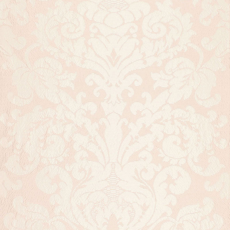Blush background with a subtle off-white damask pattern on a silk damask woven fabric.