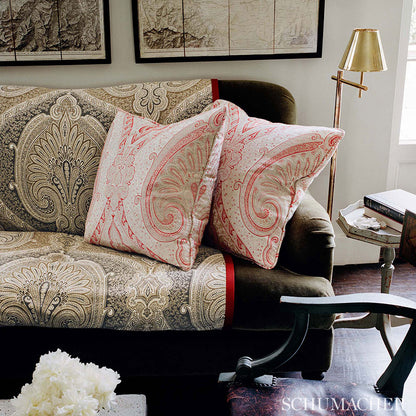 Tabac Odalisque pattern woven fabric swatch with beige-brown paisley motif.
