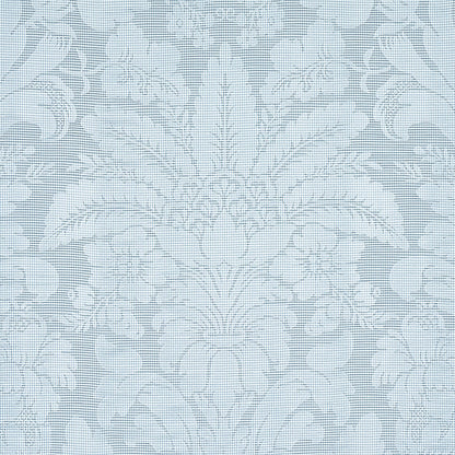 SCHUMACHER FABRIC  RHAPSODY IN BLUE COLETTE LINEN/SILK DAMASK   CHAMBRAY   - 69144