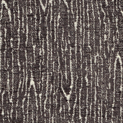 Dark brown and beige chenille fabric with a textured surface and a faux bois pattern.
