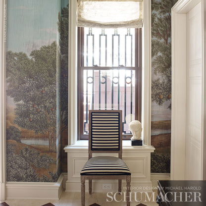 SCHUMACHER  UNDERSTATED LUXURY GEOFFREY METALLIC STRIPE PATTERN WOVENS PATTERN WOVENS OBSIDIAN   - 69245