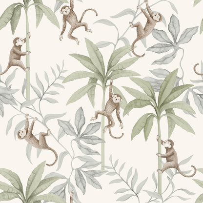 SCHUMACHER  Borastapeter JUNGLE FRIENDS   COCOA , SAGE   - 6936
