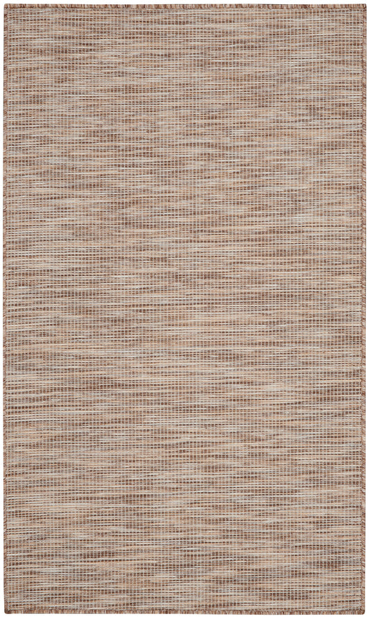 Rectangular beige-brown flat-weave rug with a subtle grid texture and warm earthy tones.