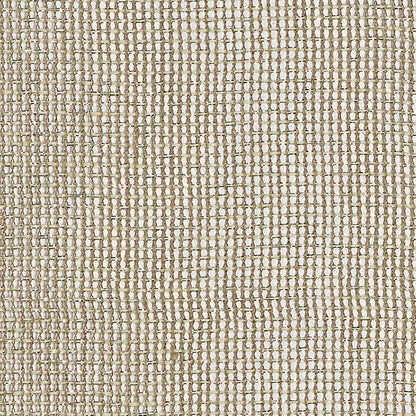 Beige natural-fiber linen sheer curtain fabric with a chunky square grid texture.