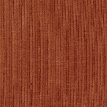 Rust-orange ribbed fabric texture with subtle vertical stripes; woven textile suitable for upholstery or apparel.