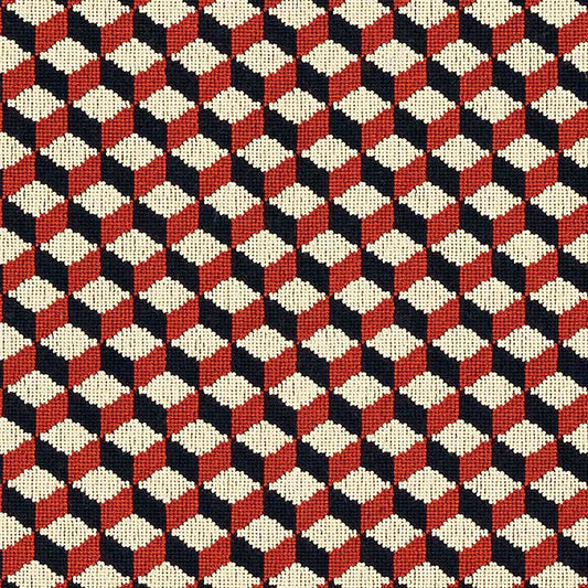 SCHUMACHER  ESSENTIALS: SMALL SCALE UPHOLSTERY FABRICS ATWOOD ??PINGL?? PRINTS PRINTS CARNELIAN   - 69853