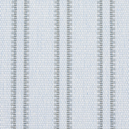 Close-up of light blue and white striped woven fabric with a fine texture, ideal for shirts, curtains or upholstery.