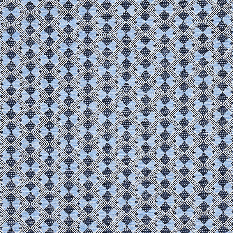 SCHUMACHER  ESSENTIALS: SMALL SCALE UPHOLSTERY FABRICS HUXLEY PATTERN WOVENS PATTERN WOVENS TILE BLUE   - 69872