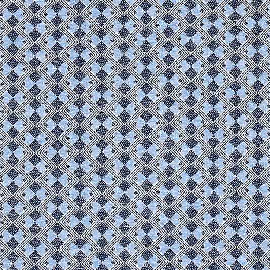 SCHUMACHER  ESSENTIALS: SMALL SCALE UPHOLSTERY FABRICS HUXLEY PATTERN WOVENS PATTERN WOVENS TILE BLUE   - 69872
