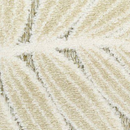 Cream shag rug with diagonal striped pattern; soft plush texture for cozy living spaces.